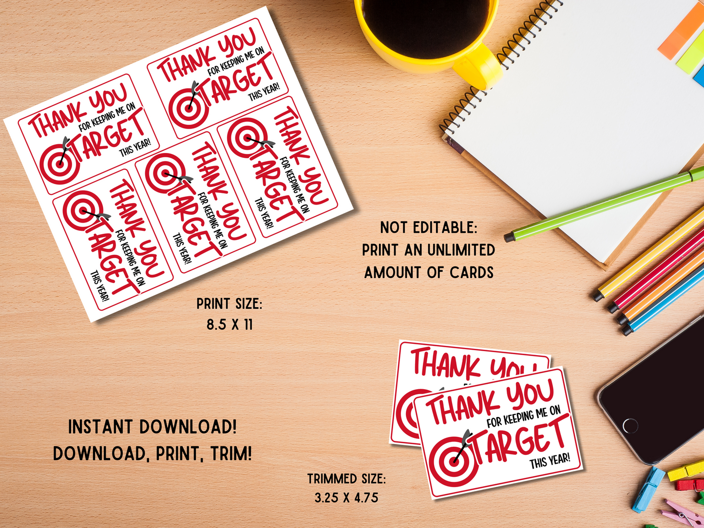 Teacher Gift Card Tag - Instant Download