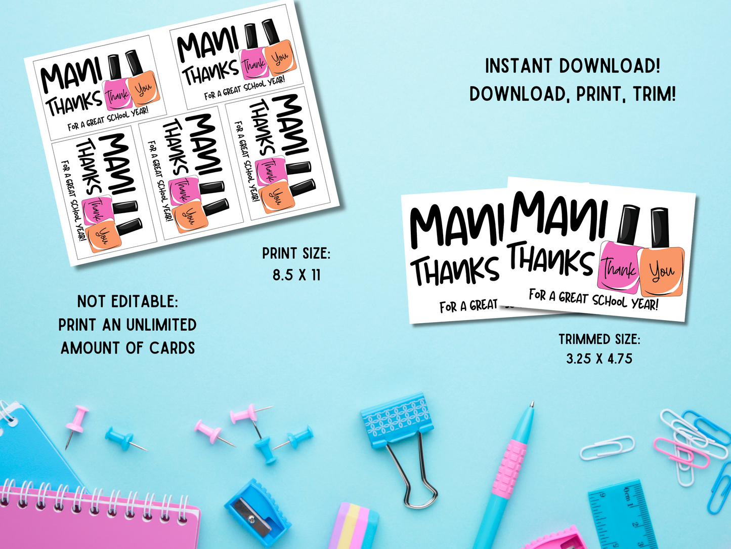 Teacher Gift Card Tag - Instant Download