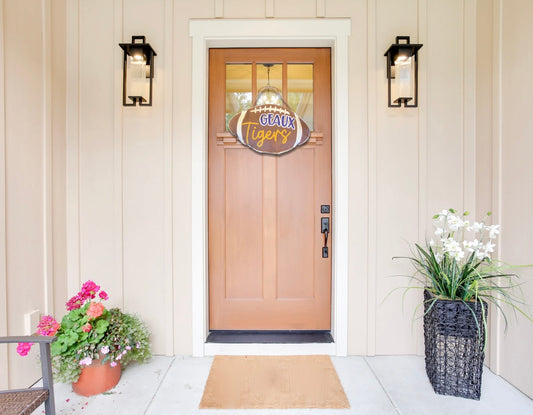 Purple & Gold Football Door Hanger